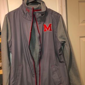 Gray and red zip up Maryland jacket